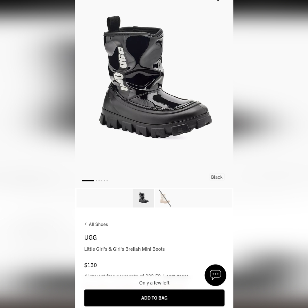 UGG Brellah Mini Boots girls size 3 black waterproof - Picture 7 of 8